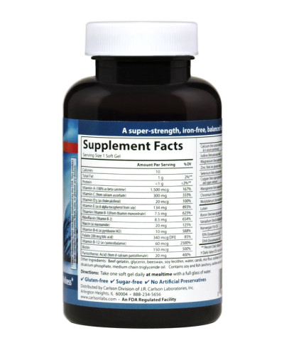 Мультвітаміни та Мінералі з Омега-3, Fish Oil Multi, Carlson, 60 желатинових капсул Мультвітаміни та Мінералі з Омега-3, Fish Oil Multi, Carlson, 60 желатинових капсул