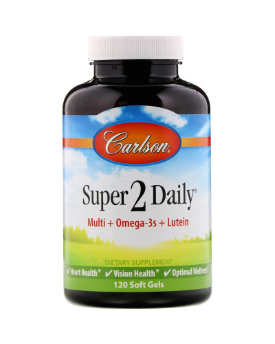 Мультивітаміни з Омега-3 та Лютеїном, Super 2 Daily, Carlson, 120 желатинових капсул