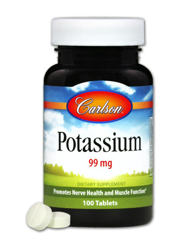 Калий, Potassium, Carlson, 100 таблеток