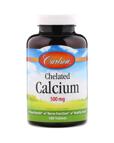 Кальцій Хелат, Chelated Calcium, Carlson, 500 мг, 180 таблеток Кальцій Хелат, Chelated Calcium, Carlson, 500 мг, 180 таблеток