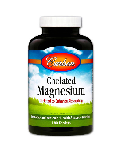Магний Хелат, Chelated Magnesium, Carlson, 180 таблеток