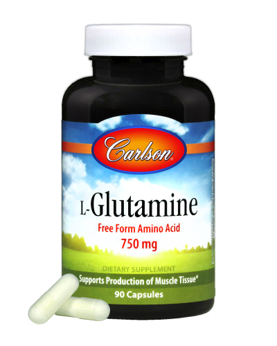 Глютамін 750мг, L-Glutamine, Carlson, 90 капсул