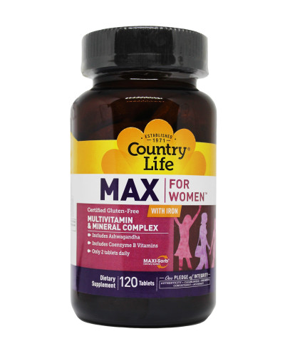 Мультивитамины и Минералы для Женщин, Max for Women, Country Life, 120 таблеток