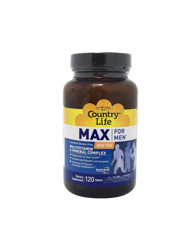 Мультивитамины и Минералы для Мужчин без железа, Max for Men Iron Free, Country Life, 120 таблеток Мультивитамины и Минералы для Мужчин без железа, Max for Men Iron Free, Country Life, 120 таблеток