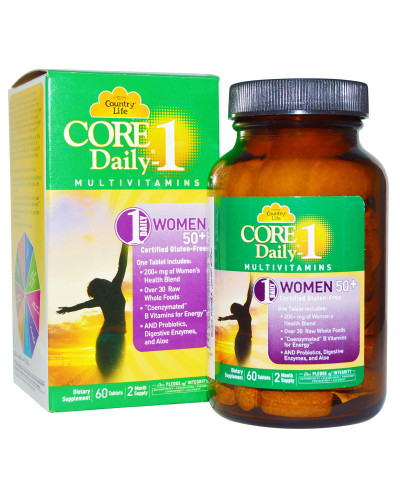 Мультивитамины для Женщин, 50+, Core Daily-1 for Women 50+, Country Life, 60 таблеток