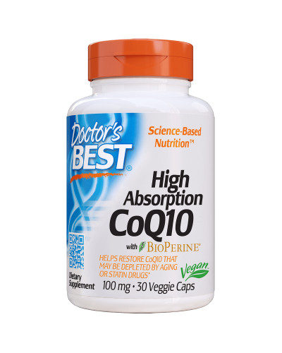 Коэнзим Q10 Высокой Абсорбации 100мг, BioPerine, Doctor's Best, 30 гелевых капсул