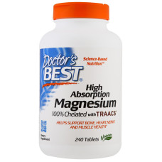 Магний Высокой Абсорбации, 100 мг, High Absorption Magnesium, Doctor's Best, 240 таблеток