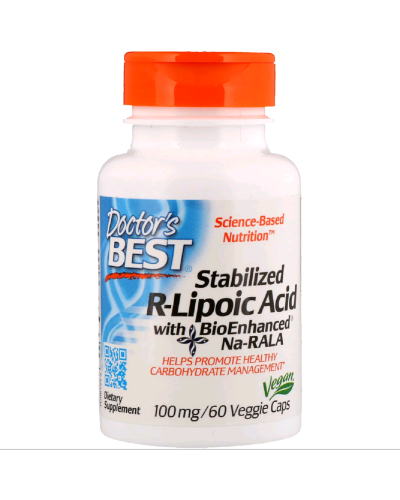 R-Липоевая Кислота, R-Lipoic Acid, Doctor's Best, 100 мг, 60 капсул