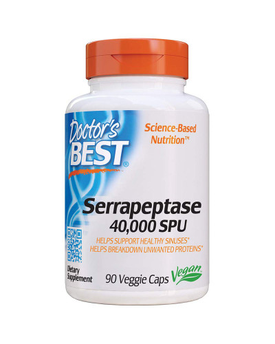 Серрапептаза, Serrapeptase, Doctor's Best, 40,000 SPU, 90 капсул