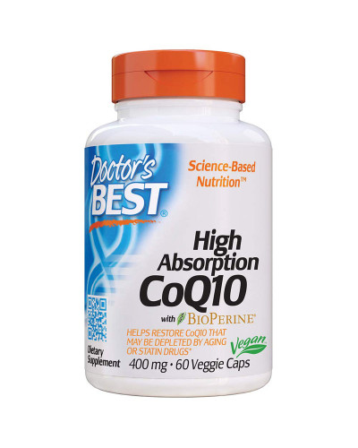 Коэнзим Q10 Высокой Абсорбации  400 мг, BioPerine, Doctor's Best, 60 желатиновых капсул