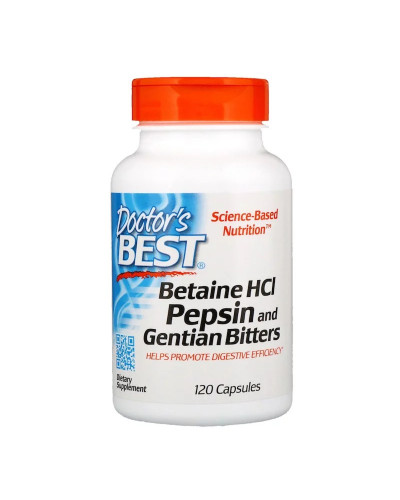 УЦІНКА Бетаїн HCL та Пепсин, Betaine HCL & Pepsin, Doctor's Best, 120 капсул (вм'ятина)