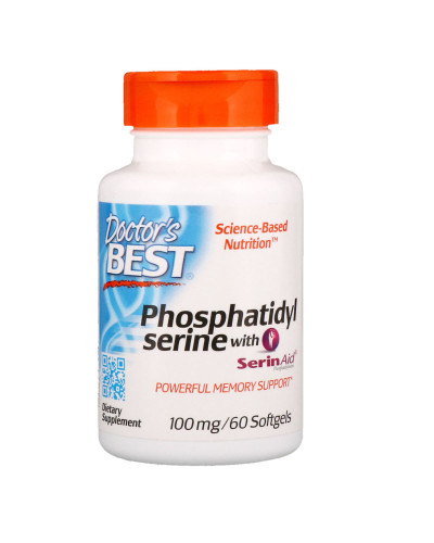 Фосфатидилсерин, Phosphatidylserine with SerinAid, Doctor's Best, 100 мг, 60 желатинових капсул