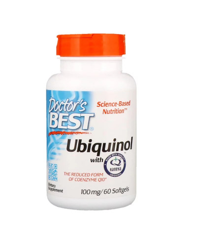 Убихинол, Ubiquinol with Kaneka, Doctor's Best, 100 мг, 60 желатиновых капсул