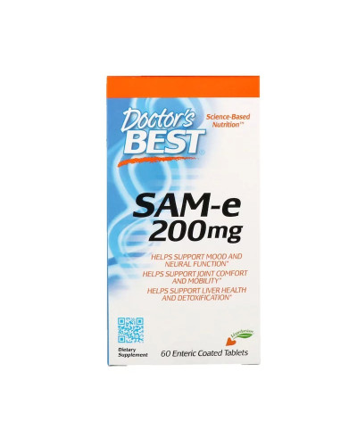 SAM-e (S-Аденозилметионин) 200мг, Doctor's Best, 60 таблеток