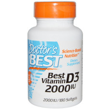Витамин D3 2000IU, Doctor's Best, 180 желатиновых капсул