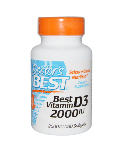 Вітамін D3 2000IU, Doctor's Best, 180 желатинових капсул