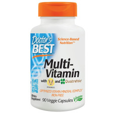 Мультивитамины без Железа, Quatrefolic, Doctor's Best, 90 вегетарианских капсул