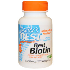 Биотин (B7) 5000мкг, Doctor's Best, 120 вегетарианских капсул