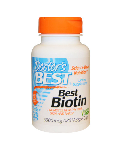Біотин (B7) 5000мкг, Doctor's Best, 120 вегетаріанських капсул