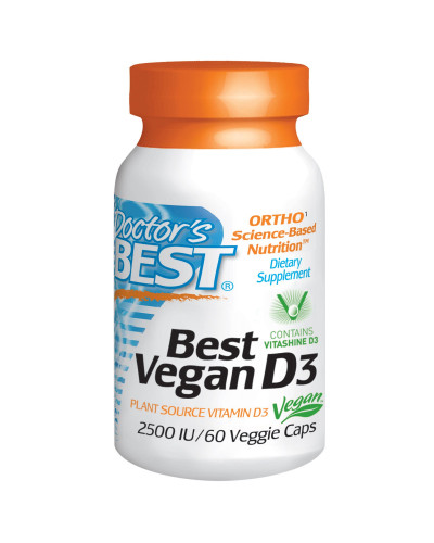 Веганський Вітамін D3 2500IU, Doctor's Best, 60 гелевих капсул