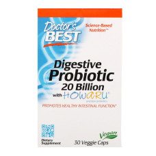 Пробиотики, Digestive Probiotic, Doctor's Best, 20 МЛРД КОЕ, 30 вегетарианских капсул