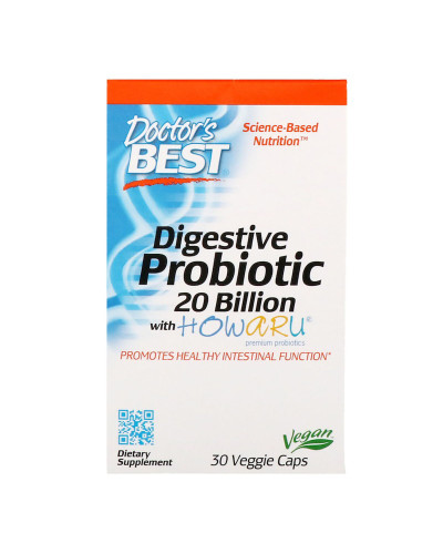 Пробіотики, Digestive Probiotic, Doctor's Best, 20 МЛРД КУО, 30 вегетаріанських капсул