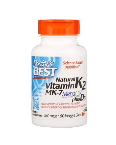 Вітамін K2 з D3, Vitamin K2 plus Vitamin D3, Doctor's Best, 180 мкг, 60 капсул