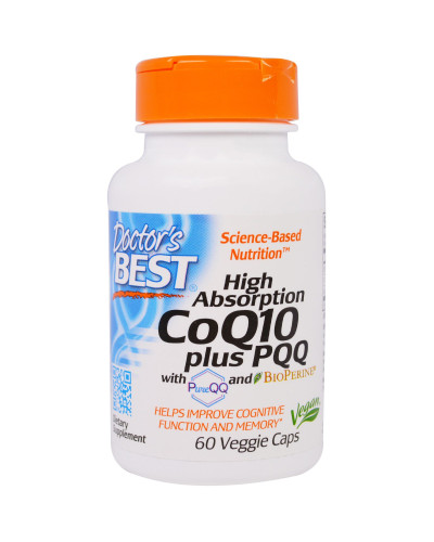Коензим Q10 Високої Абсорбації + PQQ (В14), BioPerine, Doctor's Best, 60 гелевих капсул