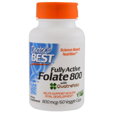 Полностью Активированный Фолат 800мкг, Quatrefolic, Doctor's Best, 60 гелевых капсул