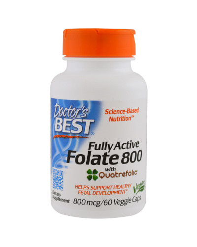 Повністю Активований Фолат 800мкг, Quatrefolic, Doctor's Best, 60 гелевих капсул