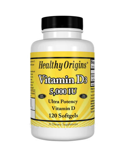 Вітамін D3, Vitamin D3 5000 IU, Healthy Origins, 120 капсул