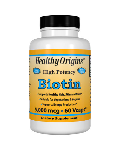 Біотин (В7) 5000мкг, Healthy Origins, 60 гелевих капсул