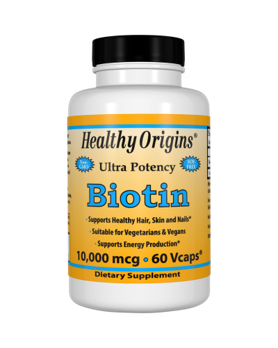 Біотин (В7) 10000мкг, Healthy Origins, 60 гелевих капсул