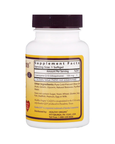 Коензим Q10, Kaneka (COQ10), Healthy Origins, 100 мг, 10 желатинових капсул