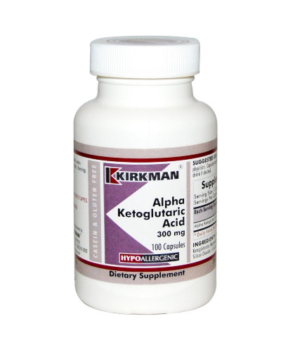 Альфа-Кетоглутаровая Кислота, Alpha Ketoglutaric Acid, Kirkman Labs, 300 мг, 100 капсул