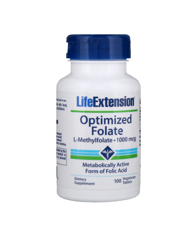 Оптимізований фолат, Optimized Folate, Life Extension 1000 мкг, 100 таблеток