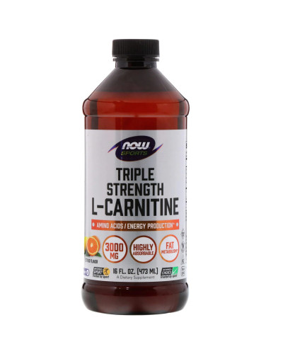 УЦІНКА L-Карнітін Рідкий з Цитрусовим Смаком, L-Carnitine, Now Foods, 3000 мг, 473 мл (вм'ятина)
