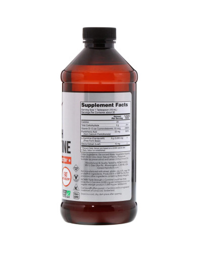 УЦІНКА L-Карнітін Рідкий з Цитрусовим Смаком, L-Carnitine, Now Foods, 3000 мг, 473 мл (вм'ятина)