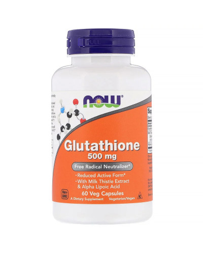 Глутатіон, L-Glutathione, Now Foods, 500 мг, 60 вегетаріанських капсул