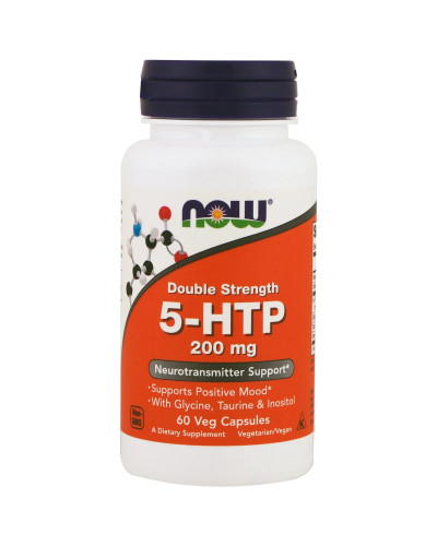 5-HTP (Гидрокситриптофан), Двойная Сила, 200 мг, Now Foods, 60 вегетарианских капсул
