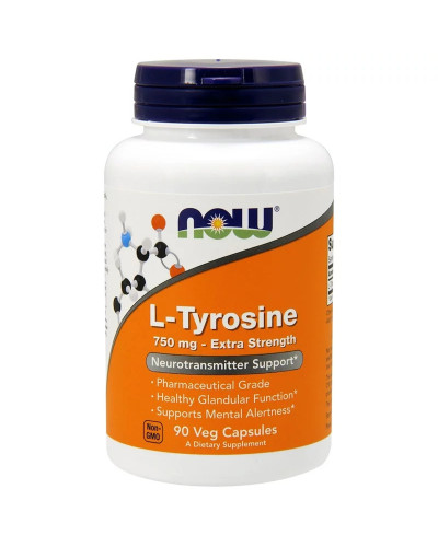 L-Тирозин, L-Tyrosine, Now Foods, 750 мг, 90 вегетарианских капсул