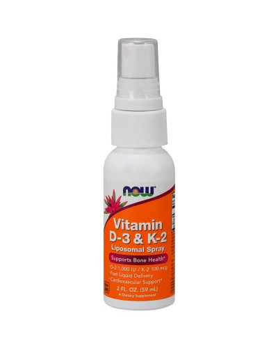 Вітаміни D-3 & K-2, Ліпосомальний Спрей Vitamin D-3 & K-2, Now Foods, 1000 МО / 100 мкг, 59 мл.
