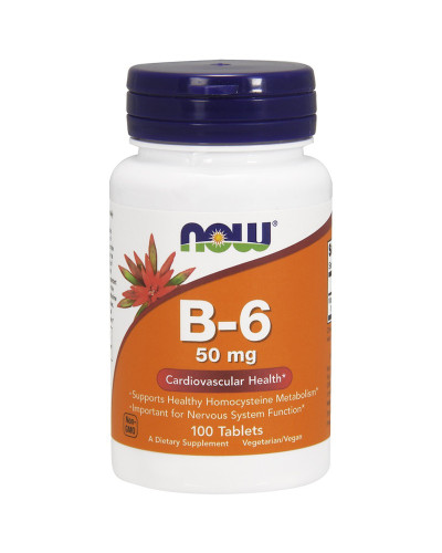 Вітамін В6 (Піридоксин), Vitamin B6, Now Foods, 50 мг, 100 таблеток