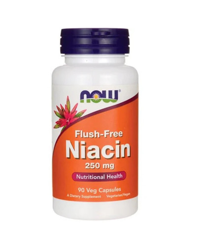 Ніацин (В3), No-Flush Niacin, Now Foods, 250 мг, 90 вегетаріанських капсул