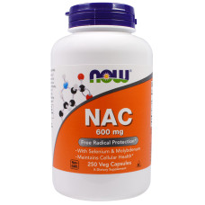 NAC (N-Ацетил-L-Цистеин) 600мг, Now Foods, 250 вегетарианских капсул