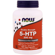 УЦЕНКА 5-HTP (Гидрокситриптофан), Двойная Сила, 200 мг, Now Foods, 120 вегетарианских капсул (вмятины)