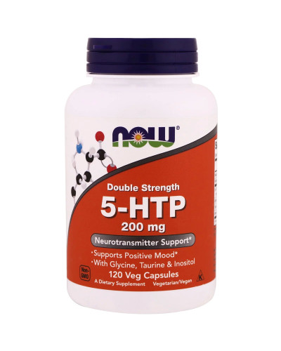 УЦІНКА 5-HTP (Гідрокситриптофан), Подвійна Сила, 200 мг, Now Foods, 120 вегетаріанських капсул (вм'ятини)