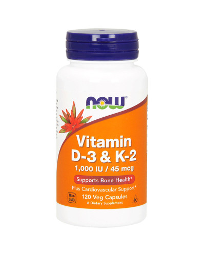 Уцінка Вітамін D3 і К2, Vitamin D3 & K2, 1,000 МО / 45 мкг, Now Foods, 120 капсул (шлюб етикетки)