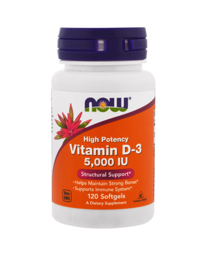 Вітамін D3 5000IU, Now Foods, 120 желатинових капсул