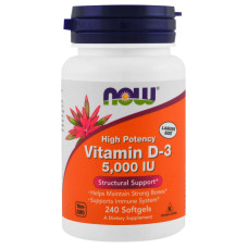 УЦЕНКА Витамин D3 5000IU, Now Foods, 240 желатиновых капсул (вмятины)